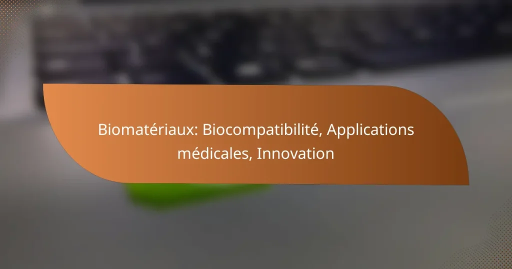 Biomatériaux: Biocompatibilité, Applications médicales, Innovation