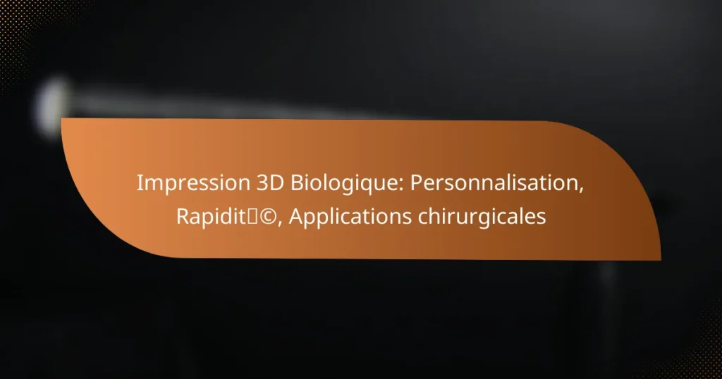Impression 3D Biologique: Personnalisation, Rapidité, Applications chirurgicales